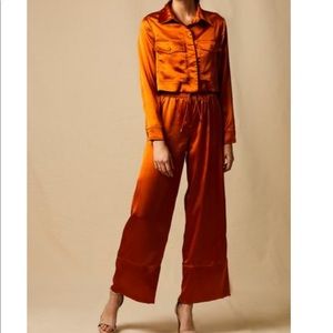 Choosy Amazing Orange Silky Wide Leg Pants
